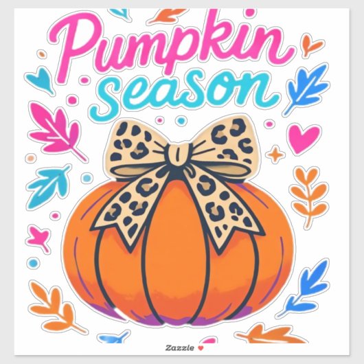 パンプキンシーズンヒョウ弓デザイン – かわいい秋エスト シール (シート)