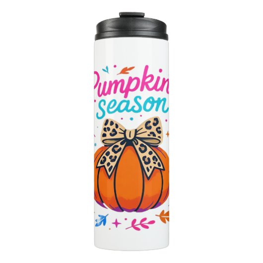 パンプキンシーズンヒョウ弓デザイン – かわいい秋エスト タンブラー (正面)