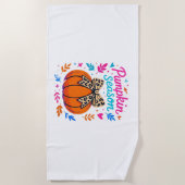 パンプキンシーズンヒョウ弓デザイン – かわいい秋エスト ビーチタオル (正面)