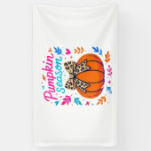 パンプキンシーズンヒョウ弓デザイン – かわいい秋エスト 横断幕 (縦)