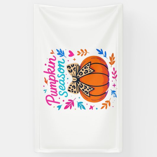 パンプキンシーズンヒョウ弓デザイン – かわいい秋エスト 横断幕 (縦)