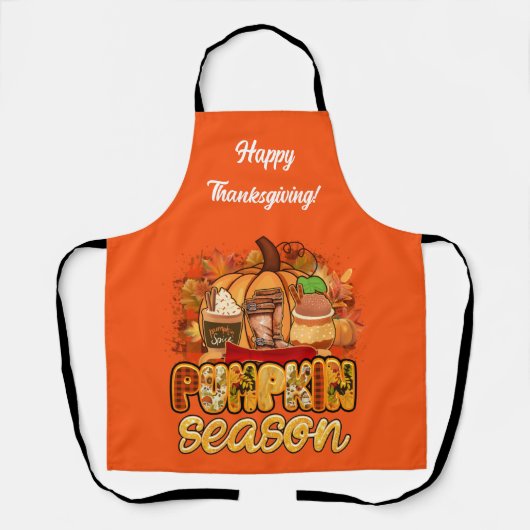 パンプキンシーズン秋カスタマイズ文字とカラー エプロン (正面)