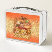 パンプキンシーズン秋カスタマイズ文字とカラー メタルランチボックス (裏面)