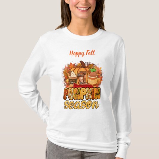 パンプキンシーズン秋カスタマイズ文字 Tシャツ (正面)