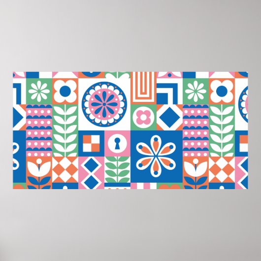 パンプキンシームレスパターン、レトロスタイルで手描き、 ポスター (正面)