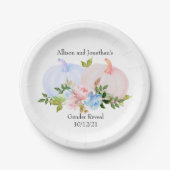 パンプキンジェンダーがピンクブルー秋を明らかにカスタムする ペーパープレート (正面)