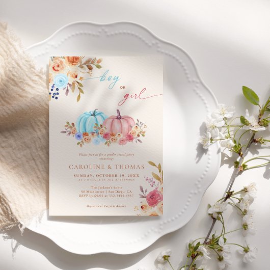 パンプキンジェンダーがブルーピンクを明らかにする 招待状