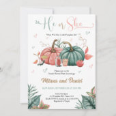 パンプキンジェンダーリビールピンクグリーン招待状 招待状 (正面)