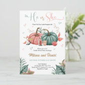 パンプキンジェンダーリビールピンクグリーン招待状 招待状 (スタンド正面)