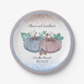 パンプキンジェンダーリビールピンクブルーオータムグリッター ペーパープレート (正面)