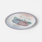 パンプキンジェンダーリビールピンクブルーオータムグリッター ペーパープレート (アングル)