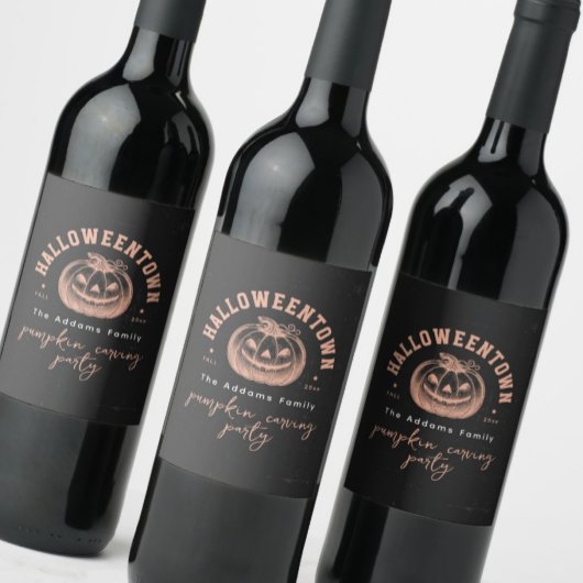 パンプキンジャックオランタンオレンジハローウィンパーティ ワインラベル