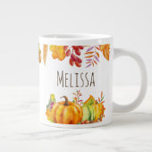 パンプキンスと紅葉を収穫縁ど ジャンボコーヒーマグカップ (右)