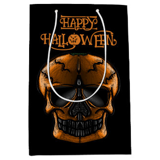 パンプキンスカルハロウィンパーティー ミディアムペーパーバッグ