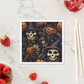 パンプキンスカル花ハロウィン スタンダードカクテルナプキン (インサイチュ)
