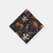 パンプキンスカル花ハロウィン スタンダードカクテルナプキン (角)