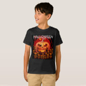 パンプキンスカル スケルトン ハロウィン Tシャツ (正面フル)