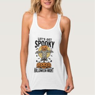 パンプキンスケアクロウTシャツ ビンテージ ハロウィングラフィック タンクトップ
