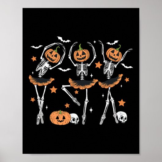 パンプキンスケルトン怖いハロウィーン男性女性少年ギ ポスター (正面)