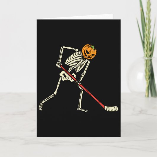 パンプキンスケルトン アイスホッケー おもしろ ハロウィンスポーツ カード (正面)