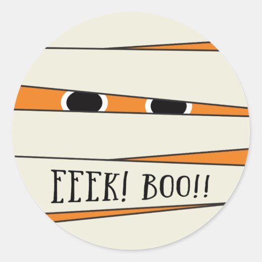 パンプキンステッカーでミイラ化ハロウィーン ラウンドシール (正面)