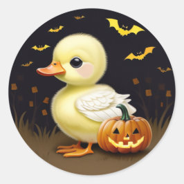 パンプキンステッカー付きハロウィーンダック ラウンドシール