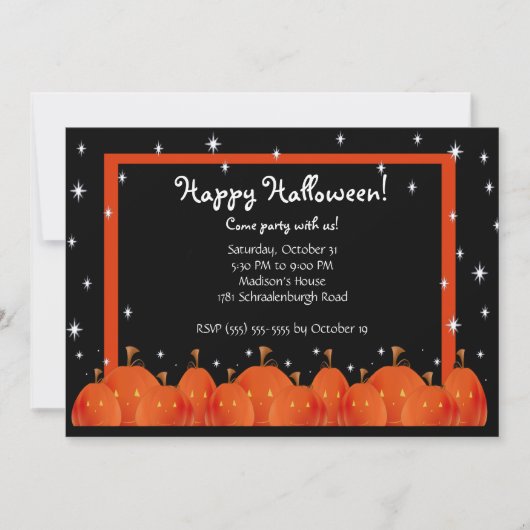 パンプキンスハッピーハローウィンパーティの招待状 招待状 (正面)