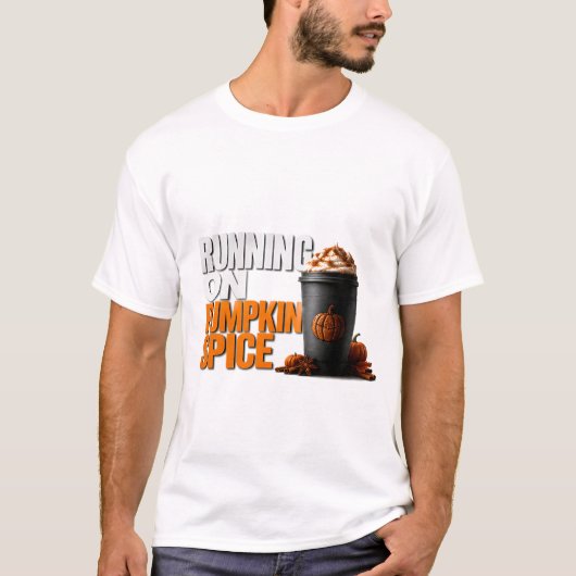 🎃 パンプキンスパイスで走る 秋 ハロウィン 引用 ☕ Tシャツ (正面)