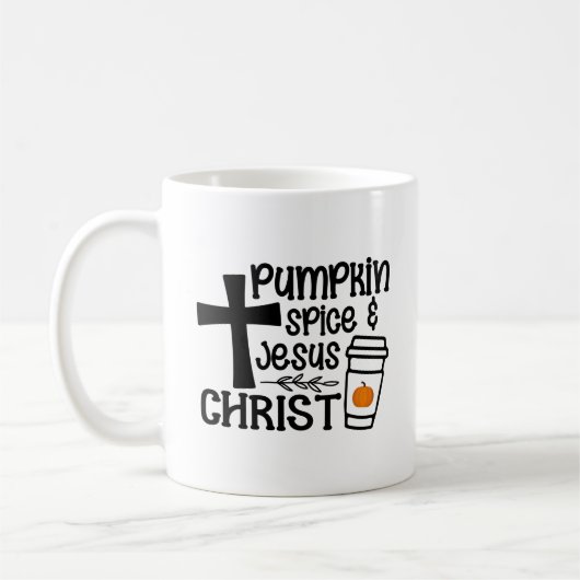 パンプキンスパイスとイエスキリスト コーヒーマグカップ (左)