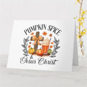 パンプキンスパイスとイエス・キリストのクロス パンプキンクリス カード (黄色い花)