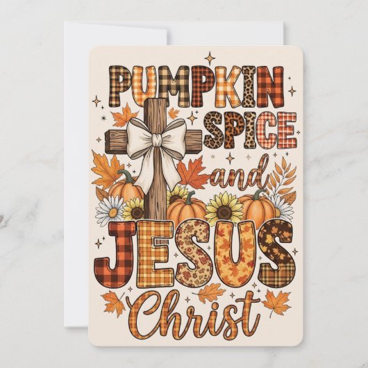 パンプキンスパイスとイエス・キリスト | 信仰と秋 シーズンカード (正面)