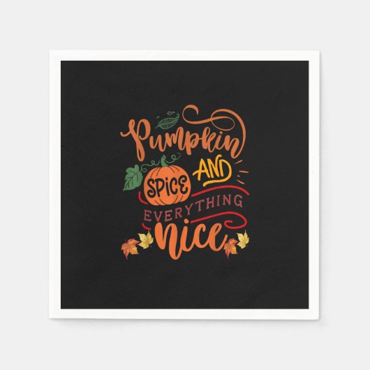 パンプキンスパイスとオールナイス秋シーズンVint スタンダードカクテルナプキン (正面)