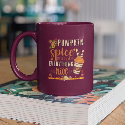パンプキンスパイスとオールナイス – 秋デザイン ツートーンマグカップ