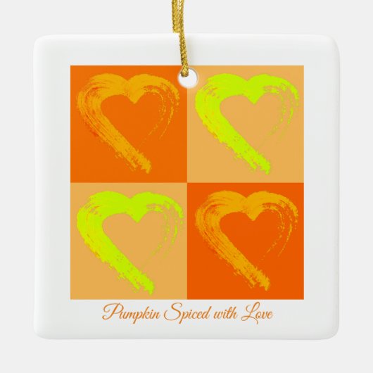 パンプキンスパイスとラブハート車オーナメント セラミックオーナメント (正面)