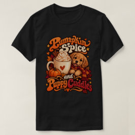 パンプキンスパイスと子犬の抱擁 リラックスした秋の犬 Tシャツ