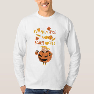パンプキンスパイスと怖い夜 - かわいいハロウィン Tシャツ