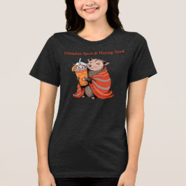 パンプキンスパイスと死んだフリで笑う可愛いポッサムの秋デザイン トライブレンドTシャツ