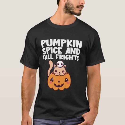 パンプキンスパイスと秋権利デザインTシャツ Tシャツ (正面)