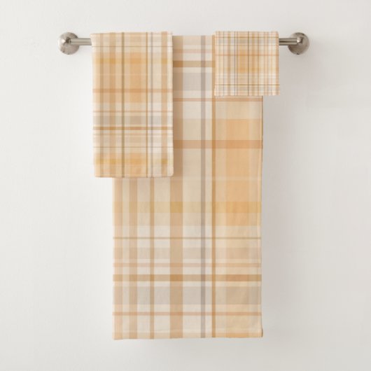 パンプキンスパイスのチェック柄オータムパターン バスタオルセット (インサイチュ)
