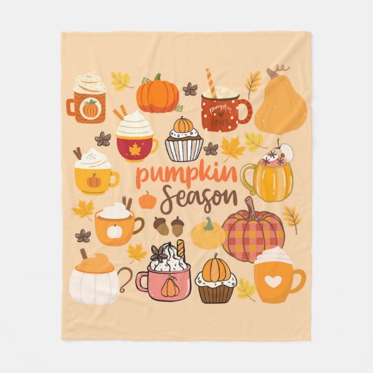 パンプキンスパイスの季節 フリースブランケット (正面)