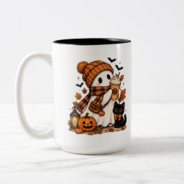 パンプキンスパイスの幽霊 コージー ハロウィン ツートーンマグカップ