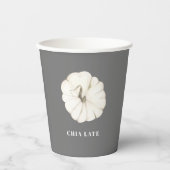 パンプキンスパイスウォーターカラーホワイト&グレーシアラテ 紙コップ (正面)