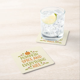 パンプキンスパイスオータム秋ハロウィーン スクエアペーパーコースター
