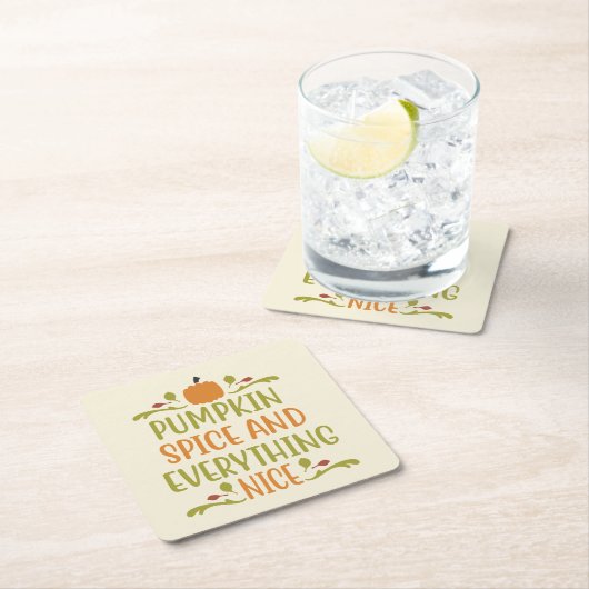 パンプキンスパイスオータム秋ハロウィーン スクエアペーパーコースター (インサイチュ)