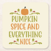 パンプキンスパイスオータム秋ハロウィーン スクエアペーパーコースター (正面)
