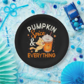 パンプキンスパイスオールシャツ猫好きかわいい秋 ペーパープレート (パーティー)