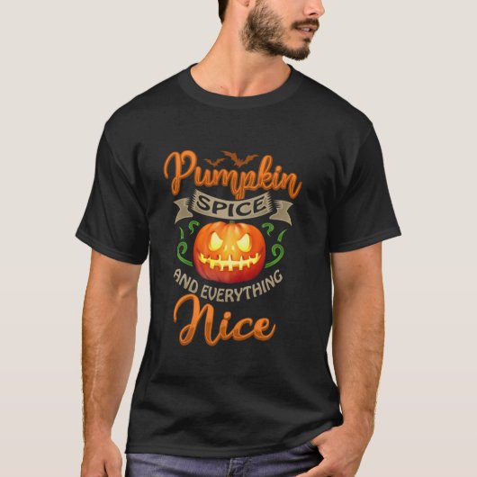 パンプキンスパイスオールナイスジョーク面白いハロウィーン Tシャツ (正面)