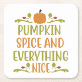 パンプキンスパイスオールニース秋ホリデイ スクエアペーパーコースター (正面)