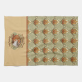 パンプキンスパイスコーヒーアートと紅葉パターン キッチンタオル (横)