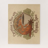 パンプキンスパイスコーヒーアールヌーボーデザイン ジグソーパズル (縦)